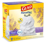 Glad ForceFlex Tall Kitchen Drawstring Trash Bags 13 Gallon White Trash Bag