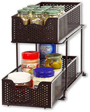 SimpleHouseware 2 Tier Sliding Cabinet Basket Organizer Drawer, Bronze