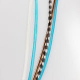4"-6" Turquoise with Brown & Grizzly Feathers for Hair Extensions Bonded Together At the Tip Salon Quality Feathers! 5 Feathers