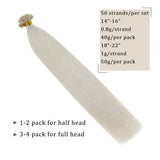 RUNATURE U Tip Hair 40g 16 Inches Color 800 White Blonde Hair Extension Keratin U Tip Hair Fusion Human Hair 50 Strands 0.8g per Strand for Women