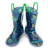 Outee Toddler Boys Kids Light Up Rain Boots Printed Waterproof Shoes Lightweight