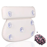 Bath Pillow, Waterproof Bathtub Spa Pillow for Tub Non-Slip Padded Comfort Support Pad Pillow with 7 Suction Cups for Neck, Shoulder and Head Support (White)