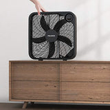 PELONIS PFB50A2ABB-V 3-Speed Box Fan for Full-Force Circulation with Air Conditioner