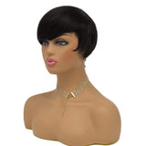 Short Human Hair Pixie Cut Wigs With Bangs Straight Hair Wigs for Black Women （OT30 Color）