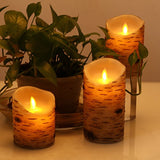 comenzar Flickering Candles, Candles Birch Set of 4 5" 6" Birch Bark Battery Candles