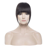 Clip in Bangs 100% Human Hair with Temples Thick Blunt Cut Clip on Human Hair Fringe for Women #1B Natural Black
