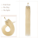 SEGO Micro Link Hair Extensions Human Hair MicroBead Hair Extensions Highlight Pre Bonded Micro Ring Human Hair Extensions Straight Real Hairpiece 50g 100 Strands 16inch 613# Bleach blonde