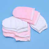 LEORX Paraffin Wax Gloves and Booties Set 4 Pairs Terry Cloth Mitts Booties Moisturizing Spa Accessories for Hand Foot Care (Pink and White)