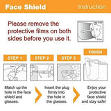 Face Shields Set with 10 Replaceable Anti Fog Shields and 10 Reusable Glasses Frames for Man and Women to Protect Eyes and Face from droplets (100 sets)