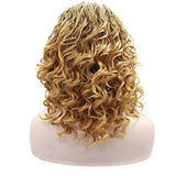 16" Gold Braiding with Curly tips Synthetic Synthetic Lace Front Wigs free Parting 260% Density Braids Braided Heat Resistant Fiber Hair for Woman