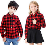 Baby Boys Button Down Flannel Plaid Flannel Cotton Long Sleeves Shirt Tops, 1# Red