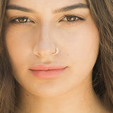 Gold Nose Ring, Unique Gold Plated Indian Hoop Piercing, Tribal Style, 20g.