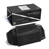 Disposable Face Masks, Pack of 50 Black Face Masks