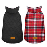 Kuoser Cozy Waterproof Windproof Reversible British Style Plaid Dog Vest Winter Coat