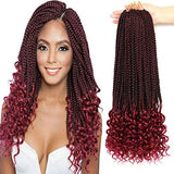 7 Packs 14 Inch Goddess Box Braids Crochet Hair Crochet Box Braids with Curly Ends Curly Prelooped Crochet Hair Bohemian Box Crochet Braids Hair For Black Woman (14 Inch 7 Packs, TBug#)