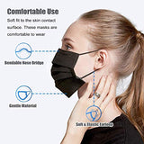 Disposable Face Masks Black, 3 Ply Face Masks of 50 Pcs Disposable Mask