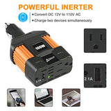 Ampeak 100W Car Power Inverter DC 12V to 110V AC Converter with 2.1A USB Car