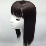 14" Hair Toppers with Bangs Hair Extension Clip in Top Crown Hairpieces for Thinning Hair (Dark Brown, Thin)
