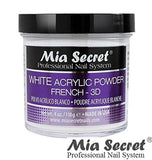 Mia Secret White Acrylic Nail Powder 3D - French - 4 oz Bottle -MADE IN USA