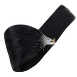 12 Inch Micro Ring Hair Extensions Human Hair Hetto 50Strands #1 Jet Black Remy Micro Beads Link Beads Hair Extension