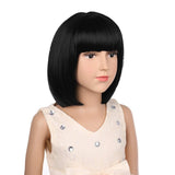 BERON Child Short Bob Girls Wave Cosplay Wig Halloween Costumes Anime Party Wig (Black)