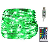 Twinkle Star USB Fairy String Lights, 33Ft 100 LED Waterproof 16 Colors Changing Sliver