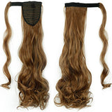 FIRSTLIKE 18" Curly Light Brown Wrap Around Pony Tail Clip in Hair Extensions Long Hairpiece Colors For Girls