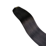 Ugeat Human Hair Clip in Extensions 18inch Hair Extensions Clip in Human Hair 7PCS Ombre Off Black to Silver Color Human Hair Clip in Extensions Remy Human Hair Extensions Clip in