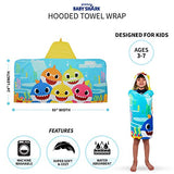 Franco Kids Bath and Beach Soft Cotton Terry Hooded Towel Wrap, 24" x 50", Baby Shark