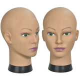 Bald Female Training Head Wig Head Professional Cosmetology for Wig Making and Display Hat Helmet Glasses or Masks Display Head Model with Free Clamp Stand