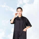 Lurrose Hair Stylist Grooming Smocks Short Sleeve Hairdressing Cape Hairdresser Work Clothes Salon Client Gown for Man Woman (Black M)