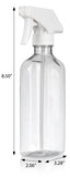 16 oz / 500 ml Clear PET (BPA Free) Plastic Oblong Flask Style Refillable Bottle with White Trigger Sprayer (6 Pack) + Labels