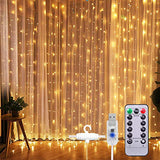 SUNNEST Window Curtain String Light 300 LED 8 Lighting Modes Fairy Lights Remote