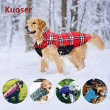 Kuoser Cozy Waterproof Windproof Reversible British Style Plaid Dog Vest Winter Coat