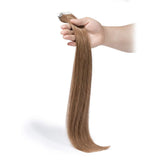40 Pieces Rooted Tape in Hair Extensions Human Hair Straight Seamless Skin Weft Invisible Double Sided Tape 80g 12''/12inch #6 Light Brown+ 20pcs Free Tapes