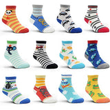 12 Pairs Toddler Boy Socks Lovely Assorted Cartoon Kids Socks Non Skid Slipper Socks