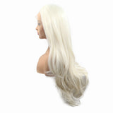 White Blonde Wig Soft Long Half Wig 60# Pastel Blonde Synthetic Lace Front Wigs for Women Ladies Wedding Drag Queen Wigs Side Part Style