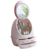 LED Mirror Makeup Organizer, Zinnor Makeup Mirror Organizer with Light LED Portable Adjustable Dressing Table Desktop Finishing Box Jewelry and Cosmetic Storage Display Case for Bathroom Dresser