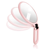 Vtrem 15X 1X Magnifying Makeup Mirror Double Sided Handheld Mirror with Magnification Portable Folding Vanity Mirror with Stand for Home Travel, Pink