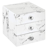 mDesign Plastic Makeup Organizer Storage Station Cube, 3 Drawers for Bathroom Vanity, Cabinet, Countertops - Holds Lip Gloss, Eyeshadow Palettes, Brushes, Blush, Mascara, 2 Pack - Marble