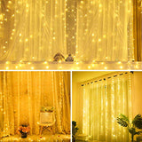 SUNNEST Window Curtain String Light 300 LED 8 Lighting Modes Fairy Lights Remote