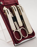 World No. 1, Three Seven 777 Travel Manicure Pedicure Grooming Kit Set - Nail Clipper (Total 9 Pcs, Model: TS-970RG).. Since 1975. Made in Korea (Red Case & Gold)