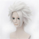 Flovex Silver White Short Layered Cosplay Wigs Unisex Costume Party Daily Hair