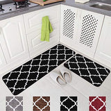 Carvapet 2 Pieces Microfiber Moroccan Trellis Non-Slip Soft Kitchen Mat Bath Rug