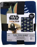 Disney Star Wars The Mandalorian The Child Baby Yoda Plush Travel Throw Blanket Blue