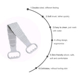 Shower Silicon Back Scrubber, Back Brusher, Silicone Bath Towel, Soft Body Washer Tools, Double Sided Pad with Handle, Exfoliating Texture Clean Back for Shower Gray