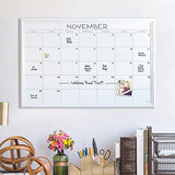 U Brands Magnetic Dry Erase Calendar Board, 20 x 30 Inches, White Wood Frame