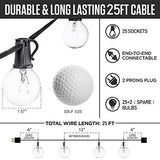 Guddl Outdoor String Lights 25ft Patio Lights with 27 G40 Bulbs (2 Spare) Connectable