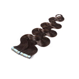 Tape in Hair Extensions 100% Remy Human Hair Tape on 12''-24'' Double Side Tape Seamless Skin Weft Long Straight 40pcs Wavy #2 Dark Brown 16 Inch 100 Gram