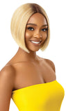 Outre THE DAILY WIG Beautiful Quick & Easy Natural Hand-tied Lace Part, Heat Friendly Premium Synthetic Short Straight Bob Blunt Cut Pre-Attached Elastic Band - DIXIE (DSREGPL)